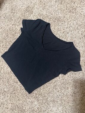 wild fable Black Cropped V-Neck Short Sleeve Top - #28